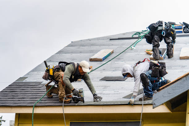 Professional Emergency Roof Repair technician working in Alpine, NY